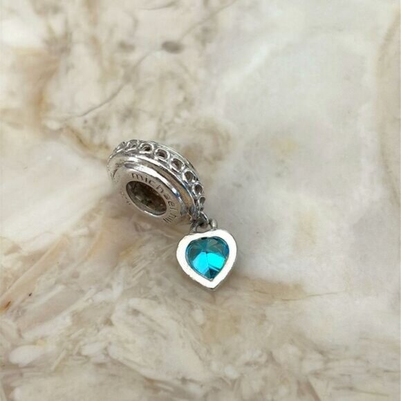 Michael Hill December 925 Sterling Silver Blue Topaz Heart Charm Bead - Picture 3 of 5
